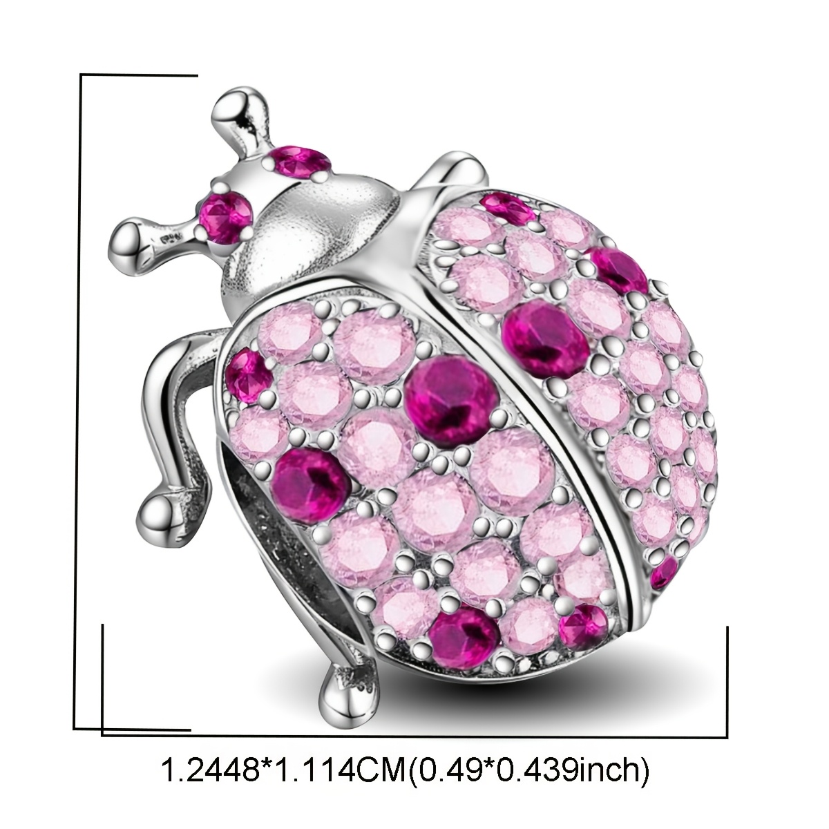 925 Silver Ladybug Bracelet Pink CZ Chain
